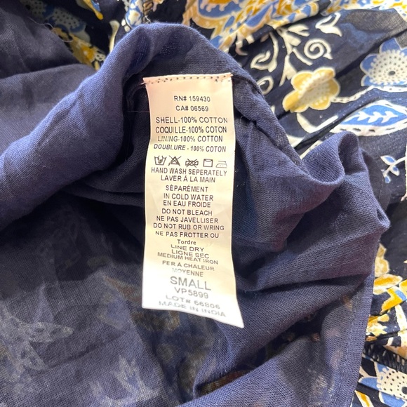 Elan 100% Cotton Emma Tiered Floral Navy Midi Dress SMALL Cottagecore Feminine - Picture 9 of 10